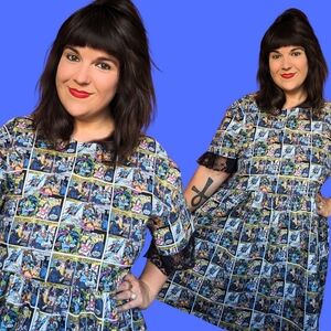 Handmade Pop Art, Superman Comics Fabric Dress Fits Size S-M-L-XL